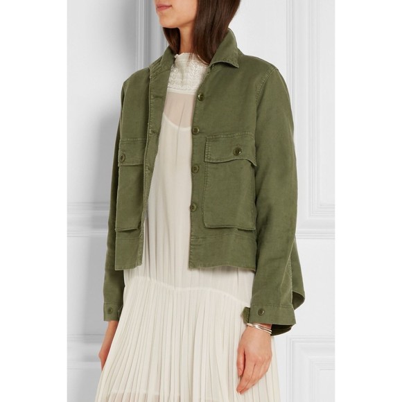 THE GREAT. Jackets & Blazers - The Great Swingy Army Canvas Jacket in Army Green